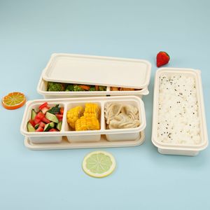 Lonchera Rectangular Biodegradable de Almidón de Maíz, Estilo Japonés, con Tapa, Apta para Microondas, Contenedor Desechable para Comida - Product Image 2