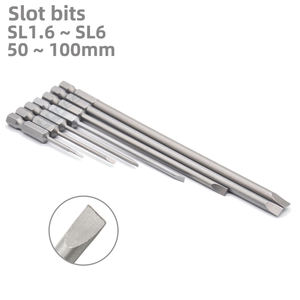 S2 Alloy SL1.6 <span class=keywords><strong>2</strong></span> <span class=keywords><strong>2</strong></span>.5 3 4 5 6Mm Slot Obeng Bit Datar dengan Panjang 50 65 75 100 120 150Mm 1/4 Hex Shank Screw Driver - Product Image 1