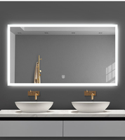 Cermin Kamar Mandi LED Pintar Modern Rise Hot Sale, Sakelar Sentuh, Bingkai Aluminium Alloy IP44, Dapat Dicuci, Garansi 2 Tahun, 3000K-6000K, Salon