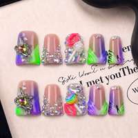 Uñas postizas acrílicas hechas a mano con doble riel, curvatura de pico de pato francés, cobertura completa PMMA, personalizadas, 10 unidades, ODM OEM