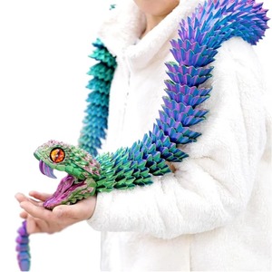 Figurine de serpent imprimée en 3D extra-large, 47,5 pouces (120 cm), en plastique, articulations mobiles et flexibles, jouet anti-stress, animal, dinosaure - Product Image 5