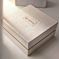 Grand emballage rigide gaufré de luxe pour bougie de parfum, cadeau cosmétique avec couvercle personnalisé et boîte cadeau de base avec col