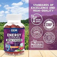 Gummies Énergétiques Vitamine B12 1000mcg par Portion Naturelles à Base de Thé Vert Saveur Baies Complément Alimentaire Énergétique à Croquer pour l'Exercice