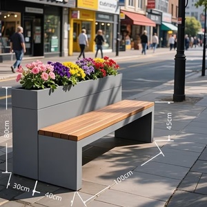 Bancs publics de rue commerciale et pots de fleurs, vous pouvez vous reposer lorsque vous êtes fatigué et apprécier les fleurs lorsque vous levez les yeux - Product Image 6