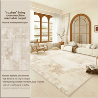Polyester-Teppich im Creme-Stil mit gestreiftem geometrischem Muster für Wohnzimmer, hochwertig, 2026 Neu, für Zuhause, Sofa, Villa, Bodenmatte, Schlafzimmer, maschinell gefertigt