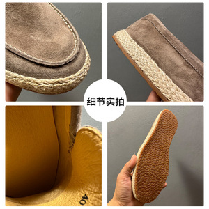 Mocassins en daim marron à enfiler, talon bas, respirants, pour homme, chaussures de conduite, couleur unie, décontractées - Product Image 4