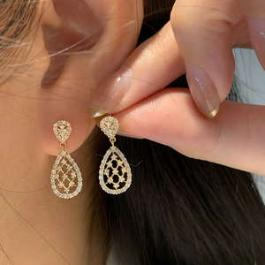 Aazuo – bijoux fins en or blanc massif 18 carats, or jaune, diamants véritables, boucles d'oreilles en forme de goutte d'eau, cadeau pour femmes, pour banquets élégants - Product Image 5