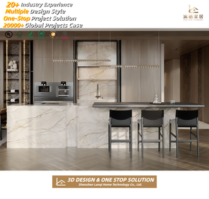 Armoire <span class=keywords><strong>de</strong></span> cuisine américaine sur mesure en chêne blanc laqué, style Shaker, avec îlot et garde-manger, certifiée CE CARB P2 FSC, vente en gros directe usine OEM - Product Image 1
