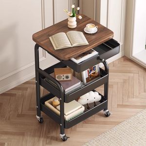 Creative Side <b>Table</b> 3 Tier Metal Top Storage Cart Movable Coffee <b>Table</b> Living Room Sofa Side <b>Table</b> - Product Image 1