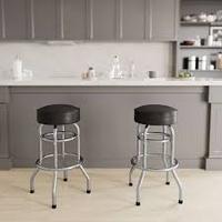 Tabouret de bar pivotant moderne en chrome avec logo personnalisé, siège en cuir PU sans dossier, base en métal robuste pour restaurant et café