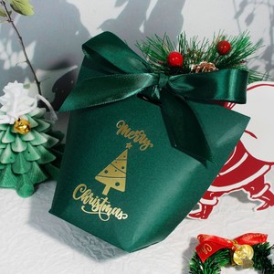 Luxury Gold Foil Logo Printed Christmas Festival Present Packaging Gift Bag <b>Small</b> <b>Shopping</b> Paper Bag with Ribbon Bowknot - Product Image 3