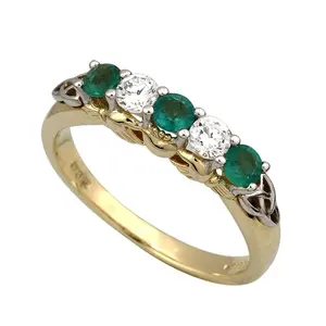 emerald celtic knot แหวนหมั้น Suppliers-18K ชุบทองครึ่ง Eternity ผู้หญิงมรกตแหวนแต่งงาน Eternity แหวนไอริชของขวัญเครื่องประดับคาทอลิก