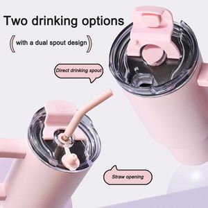 Custom 40oz Travel Sublimation Tumbler <b>Insulated</b> Stainless Steel Flip Straw Tumbler <b>Mug</b> with Handle Twist on Lid - Product Image 4