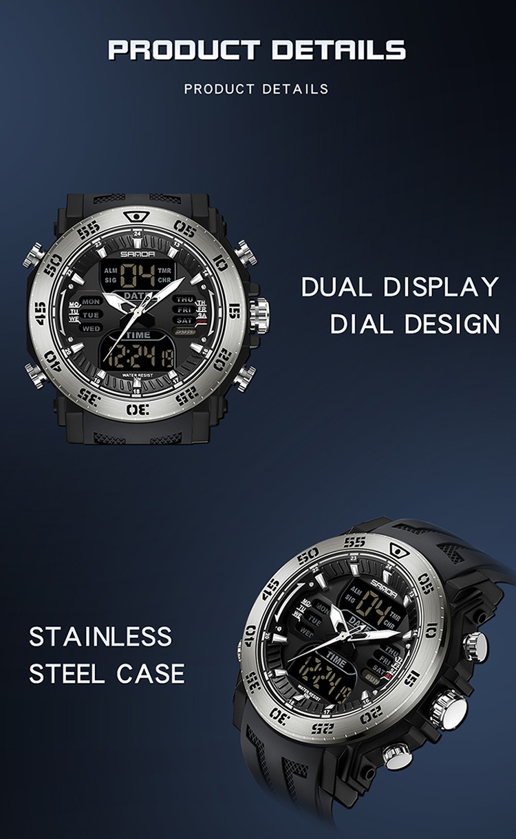 OEM SANDA 6029 Top Brand Men's Women's Multifunctional Electronic Watch Leisure Sports Waterproof Digital Student Watch