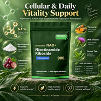 Capsules NAD+ à Marque Blanche OEM, 80 unités, avec Nicotinamide Riboside pour le Soutien du Métabolisme Cellulaire et l'Énergie Cellulaire pour un Vieillissement Sain