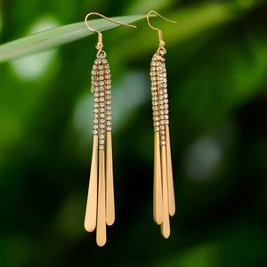 Fashion Drop <b>Earrings</b> 316L Stainless Steel PVD Gold Plating Sustainable Resistant Long Tassel Design - Product Image 3
