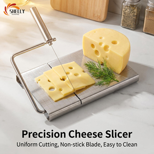 Trancheuse <span class=keywords><strong>à</strong></span> <span class=keywords><strong>fromage</strong></span> XL en acier inoxydable, matériau de qualité alimentaire, <span class=keywords><strong>fil</strong></span> de coupe remplaçable avec échelle, outil de cuisine durable - Product Image 1