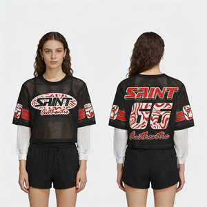 Camiseta Deportiva de Fútbol Hip Hop con Cuello en V, Estilo Urbano, Holgada y Corta, Personalizada con Logotipo de Tontons para Hombre - Product Image 2