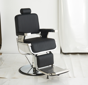 Fauteuil de barbier vintage robuste, inclinable hydrauliquement, pivotant à 360°, en cuir PU, avec repose-pieds, pour hommes, salon de coiffure, rasage - Product Image 3