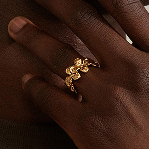 Flower Shaped <b>Open</b> <b>Ring</b> 18K Gold Stainless Steel Unisex Jewelry Gift - Product Image 3