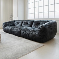 Canapé modulable Zayshine en cuir de luxe italien minimaliste 3 places pour salon, appartement et villa