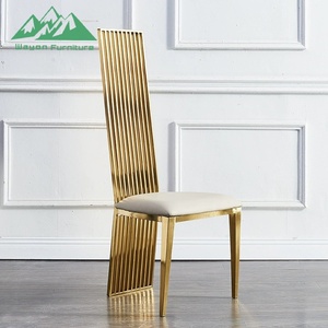 Chaise <span class=keywords><strong>de</strong></span> <span class=keywords><strong>salle</strong></span> à manger en acier inoxydable doré <span class=keywords><strong>de</strong></span> luxe, chaise en métal minimaliste moderne pour hôtel, restaurant, salon et mariage - Product Image 2
