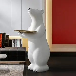 现代户外装饰圣诞树脂工艺装饰真人大小北极熊雕像雕塑