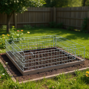 Fioriera Rialzata in Gabion, Acciaio Zincato Argento, 100x100x20 cm, Vasi da Giardino e Fioriere - Product Image 2