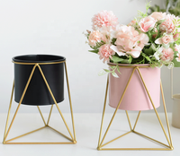 Pot de fleurs en céramique créatif pour plantes d'intérieur avec supports métalliques, pot en céramique avec support de présentation, pot de fleurs en métal pour la vente en gros