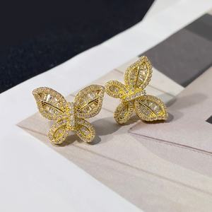Pendientes Coreanos de Moda, Pendientes de Mariposa con Circonita Cúbica de Lujo, Chapados en Oro, para Mujer - Product Image 4