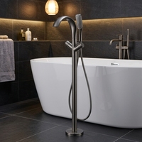Robinet de bain sur pied en laiton avec douchette à main en alliage de zinc pour salle de bain, fourni par l'usine