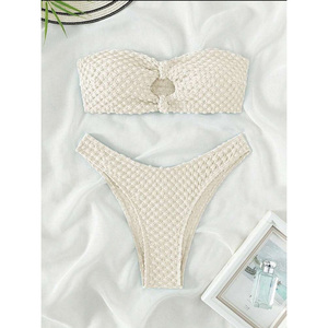 2025 Новый однотонный комплект бикини из двух частей сексуальный купальник текстурная Ткань Бикини - Product Image 5