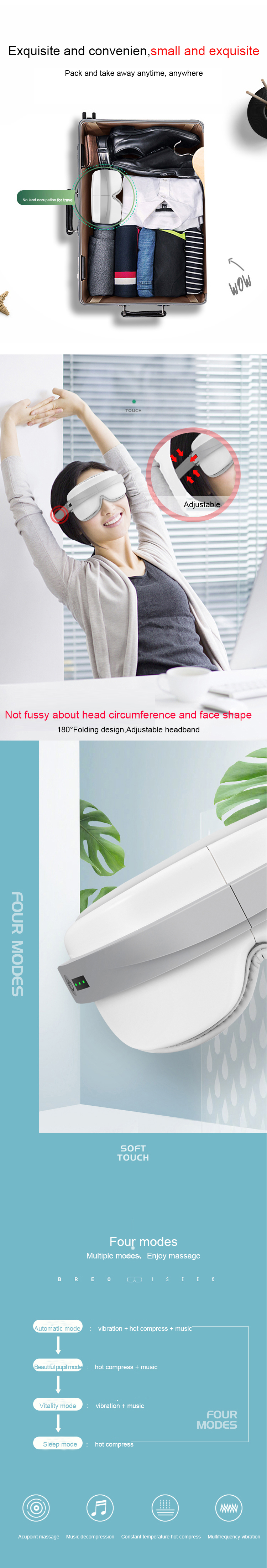 Best New Portable Relaxing Warm Brightening And Soothing Eye Care Beauty Face Facial Massager With Heat Compression