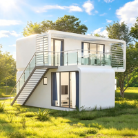 Maison conteneur de luxe de 40 pieds entièrement meublée à double étage, type Apple Cabin, facile à installer pour la vie familiale, le camping et l'utilisation hôtelière