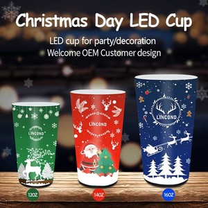 Gobelet lumineux automatique LED personnalisé pour Noël et le Nouvel An, en matériau PP/PC, qualité alimentaire, 12/14/16 oz, pour bar/fête, <span class=keywords><strong>France</strong></span> - Product Image 2