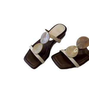 Flat <b>Sandals</b> Women Square Toe Genuine Sheepskin Leather Breathable <b>Buckle</b> Decoration Korean Style Casual Outdoor Wear - Product Image 1