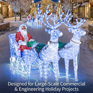 Escultura LED 3D Gigante Iluminada Personalizada OEM con Motivo <span class=keywords><strong>de</strong></span> Trineo <span class=keywords><strong>de</strong></span> Santa Claus y Renos para Decoración Navideña en Parques al Aire Libre - Product Image 3