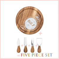 Nouvel arrivage de cadeaux de mariage pour les couples de cadeaux de réchauffement de la maison ensemble de planche de charcuterie en bambou avec 4 couteaux