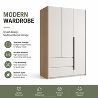 Armoire de chambre à coucher moderne en bois massif avec panneaux, taille et design personnalisables