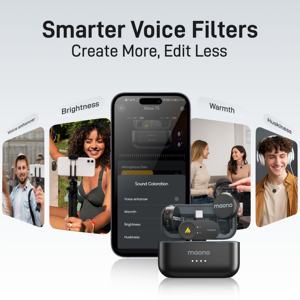 Micrófono Inalámbrico de Solapa Maono <span class=keywords><strong>Wave</strong></span> T5 de Plástico, Uso Profesional en Estudio, Cancelación de Ruido, Filtro de Voz, USB Tipo-C, Grabación de Video - Product Image 4