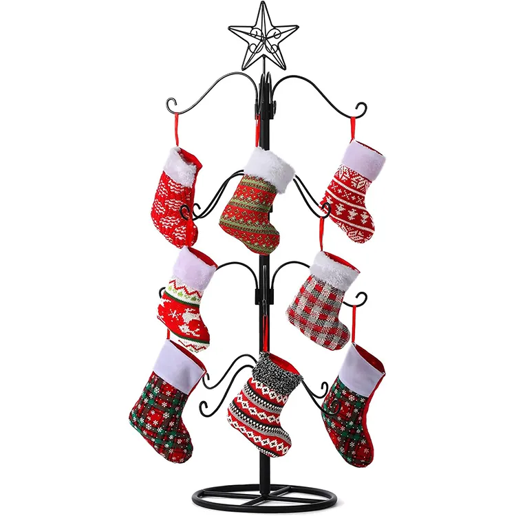 JH-Mech Display Tree Stand Ornament for Christmas Holiday Party Supplies Decoration Metal Christmas Stocking Holder