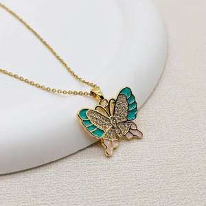 Nouvelles belles femmes 18K plaqué or papillon Zircon pendentif collier bijoux de luxe fête de mariage - Product Image 2