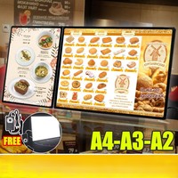 Utilisation de table Ultra-mince LED publicité boîte à lumière verre trempé A2A3A4 panneau de Menu personnalisé affichage réglable affiche support de bureau