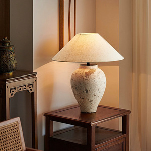 I produttori vendono lampada da tavolo in ceramica wabi-sabi lampada da tavolo in ceramica minimalista semplice per la decorazione del letto della camera da letto - Product Image 1
