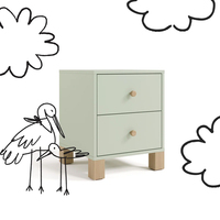 Table de chevet en bois pour enfants, vert clair, avec 2 tiroirs, pour chambre d'enfant