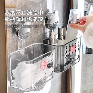 Suction Cup Face Towel <b>Storage</b> <b>Box</b> Transparent Wall Mounted Bathroom Organizer With Pink Bow For Disposable Towels - Product Image 2