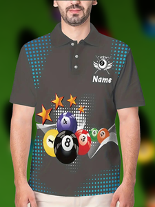 Magliette Personalizzate con Stampa 3D di Giocatori di Biliardo, Divertenti Polo per Squadre di Biliardo, Tornei di Pool e Snooker - Product Image 3
