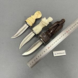 ZWD3R الفولاذ المقاوم للصدأ مفتاح رسالة تمثال قديم ثابت شفرة سكين 3D تخصيص تصميم نحت سكين منحوتات مع حامل - Product Image 5