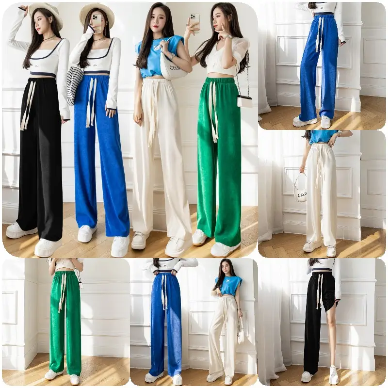 Explosive fashion casual broad legs summer new high waist women Sergiou casual pants wholesale