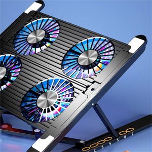 X524 Triangle Design Adjustable Laptop <b>Holder</b> Foldable Portable Notebook Desktop Stand With Four Cooling Fans for Office Use - Product Image 3